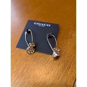Coach NWT Floral Drop Earrings Gold